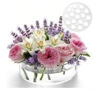 Vase de fleurs robuste en acrylique étanche avec 16 trous | Centre de table cylindrique transparent de 4 mm d'épaisseur pour arrangements de table | Fleurs fraîches ou artificielles | Design discret