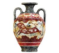 Vase De Poterie en Céramique Fait Main D'amphore Minoenne Grecque Antique avec Fresque Murale Bull-Leaping