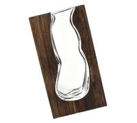 Vase de présentation de Fleurs de Table avec Base en Bois, Accent en Verre Transparent pour Tables de Console, étagères, Bureaux, décoration de pièce intérieure, de Fausses Branches