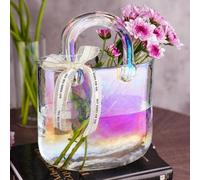 Vase de sac à main pour fleurs, décoration de table, support rigide pour fleurs avec poignée renforcée et sangle en soie, polyvalent pour le salon, les mariages et les anniversaires