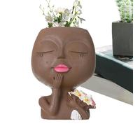 Vase de visage en résine, pots de fleurs de visage - Pots succulents élégants - Jardinière unique en résine pour visage de fille, pots succulents élégants avec trou de drainage pour d'intérieur et d'e