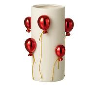 Vase Déco en Céramique Ballon 22cm Blanc & Rouge