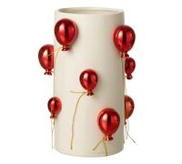 Vase Déco en Céramique Ballon 30cm Blanc & Rouge