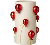 Vase Déco en Céramique Ballon 30cm Blanc & Rouge
