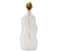 Vase décoratif en céramique blanc et doré 19,5x10x50 cm