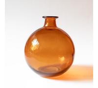 Vase décoratif en verre rond, style méditerranéen, décoration pour la maison, idéal comme vase ou pot décoratif, verre recy abriqué en Espagne, ambre