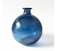 Vase décoratif en verre rond, style méditerranéen, décoration pour la maison, idéal comme vase ou pot décoratif, verre recy abriqué en Espagne, bleu