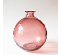 Vase décoratif en verre rond, style méditerranéen, décoration pour la maison, idéal comme vase ou pot décoratif. Verre recy abriqué en Espagne, rose