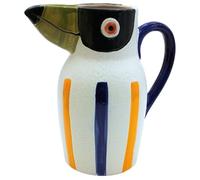 Vase décoratif XL - Tête de Vase pour Perroquet - Vase de Table - Vase en céramique avec poignée Bleue - Vase avec Perroquet - en céramique Multicolore - Dimensions (L x l x H) : 19 x 11 x 20 cm
