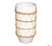 Vase Design en Céramique ""Rotin"" 25cm Blanc