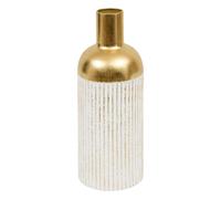 Vase Design en Métal Mirsa 43cm Blanc & Doré
