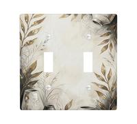 Vase double plaque de couvercle d'interrupteur, branche de feuilles naturelles rustiques, beige automne, plastique taille standard, plaques d'interrupteur mural pour maison, salon, nouvel appartement