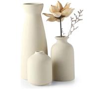 Vase en céramique 3 pièces Vase décoratif Beige Moderne décoration d'intérieur Rustique pour Cuisine, Chambre à Coucher, Bureau, Salon, Salle de Bain, 4/4, 9/8, 3 Pouces ;1
