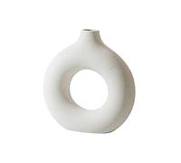 Vase en céramique blanc en donut - Vase rond - Décoration chambre - Vase en céramique - Décoration d'intérieur - Pour salon et chambre à coucher - Vase fleurs séchées - e bohè e