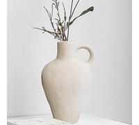 Vase en céramique blanc mat givré minimaliste avec poignée, vase en poterie rustique, vase à fleurs décoratif, vase en argile pour salon, chambre à coucher, table à manger, bureau, fête, décoration