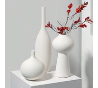 Vase en céramique blanc moderne nordique simple pour la décoration de la maison, du salon, du meuble TV, de la table à manger, centre de table, arrangement floral, artisanat, décoration de la maison, 