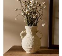 Vase en céramique bohème avec anses, mini pot de fleurs rustique pour arrangements floraux secs et frais, décoration de maison de style ferme chic taille uniqueporcelaine