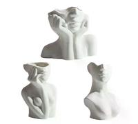 Vase en céramique buste de femme - Blanc