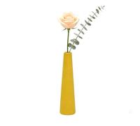 Vase en céramique conique à tige unique pour décoration d'intérieur, centre de table, bureau, bureau (jaune)