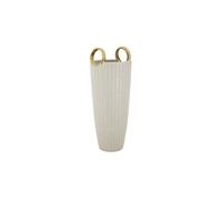 Mauro Ferretti Vase en céramique Shopping design 45 cm Blanc et or