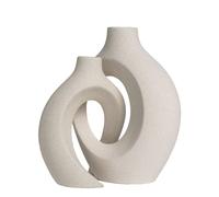 Vase en céramique - Lot de 2 - Vase avec trou pour herbe de la pampa, fleurs