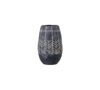 Vase en céramique noir, motif géométrique, à poser - Bloomingville, Mahi - Ø16x25 cm