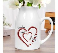 Vase en céramique personnalisé en forme de cœur avec les noms des enfants ou des petits-enfants pour maman, grand-mère, fête des mères, Noël, anniversaire, souvenir (taille L)