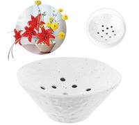 Vase en céramique pour arrangement floral japonais Ikebana - Fournitures de plantes - Pot de fleurs en forme de capsule de lotus (blanc avec tachets)