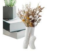Vase en forme de chaussure de ballet - Ornement gracieux en céramique en forme de chaussure, construction en céramique émaillée lisse, design créatif de récipient floral - Décoration centrale