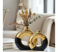 Vase en forme de donut, vase rond en herbe de pampa, vase décoratif moderne nordique, vase de décoration de mariage, convient pour la chambre à coucher, le salon, la table basse, le bureau, l'annivers
