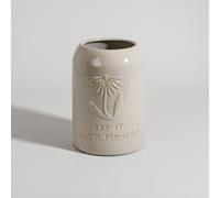 Vase en grès beige, H20 cm 13.8x19.8x13.8cm Beige