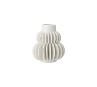 Vase en grès blanc, à poser, rond, motifs demi-cercles, artisanal - Bloomingville, Badaroux - Ø12x14 cm