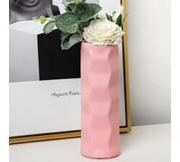 Vase en plastique blanc 21 cm Décoration d'intérieur simple Rose | Motif vague créatif, sécurité anti-chute, plastique étanche, 21 cm de hauteur, accent moderne pour la maison