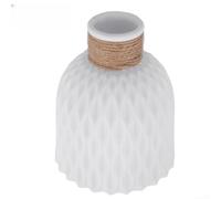 Vase en Plastique Imitation Rotin 15.5cm pour déco Vase en Plastique | Imitation rotin réaliste, plastique , design pour tressé , pour idéal fleurs fraîches séchées, usage quotidien(White)