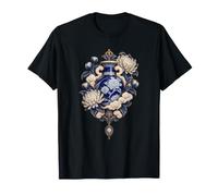 Vase en Porcelaine Bleue avec vaporisateurs de chrysanthèmes T-Shirt