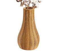 Vase en rotin tissé fait à la main - Centre de table de 25,5 cm de haut | Design de style campagne, construction légère en polypropylène, placement polyvalent, charme rustique