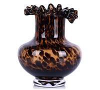 Vase en verre ambré - Design écaille de tortue - Décoration d'intérieur élégante - Pièce maîtresse unique pour le salon, le bureau, les cadeaux de mariage, le vase en verre d'art - Vase rond décoratif
