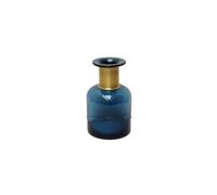 Vase en verre bleu, à poser, col doré, forme bouteille - Chehoma, Pharmacie - 12x12x19 cm
