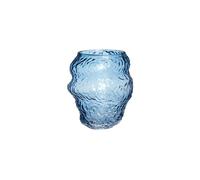 Vase en verre bleu, à poser, texturé, fait main - Hübsch, Aurora - Ø17xH18 cm