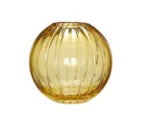 Vase en verre jaune, à poser, rond, ondulé - Hübsch, Fleur - Ø18xH17 cm