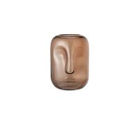 Vase en verre marron, à poser, motif visage - Bloomingville, Cogny - Ø18xH25 cm