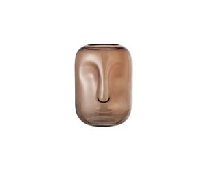 Vase en verre marron, à poser, motif visage - Bloomingville, Cogny - Ø18xH25 cm