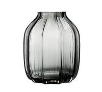 Vase en Verre Noir et Gris pour Fleurs, Haut Vase en Verre Gris foncé, H 21 cm, Design Simple rayé pour décoration de Sol de Maison, décoration de Ferme, Centre de Table, Table Basse (Gris 21 cm)