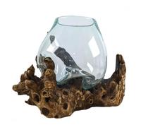 Vase en Verre Soufflé sur Racine de Gamal Hauteur 35 à 45cm Marron / Chocolat