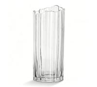 Vase en verre transparent, design structure glacée, vase cylindrique en verre 25 cm/30 cm, vase décoratif moderne pour fleurs, tulipes et décoration de salon (transparent, 30 cm)