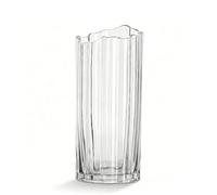 Vase en verre transparent, design structure glacée, vase cylindrique en verre 25 cm/30 cm, vase décoratif moderne pour fleurs, tulipes et décoration de salon (transparent, 25 cm)