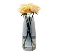 Vase en Verre Transparent Moderne pour Fleurs, 22 CM Haut, Décoration de Table, pour Herbe de la Pampa, Tulipes, Orchidées, Roses (Gris Fumé)