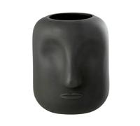 Vase forme visage 16x16x20 cm en verre noir