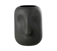 Vase forme visage 18x18x25 cm en verre noir