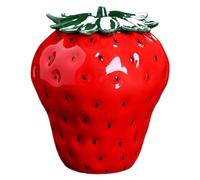 Vase Fraise en céramique 350 ML, Pot de Fleur Mignon pour la Cartouche de thé, Porte-Stylo, décor Cuisine, Rouge avec Couvercle
